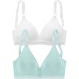 Petite Fleur Non-Wired Bralettes 2-pack - Mint/White