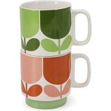 Orla Kiely Cups & Mugs Orla Kiely Flower Tomato/Fern Mug 2pcs