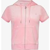 Juicy Couture Jumpers Juicy Couture Womens Candy Pink Chadwick Short-sleeve Stretch-velour Hoody