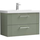 Green Vanity Units for Single Basins Nuie Deco Satin Green 800mm Hung 2