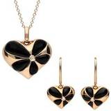 Rose Gold Jewellery Sets C W Sellors 18ct Rose Gold Whitby Jet Diamond Flower Heart Two Piece Set