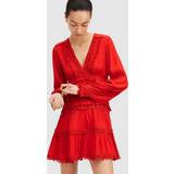 Short Dresses on sale AllSaints Zora Lace Trim Tiered Mini Dress