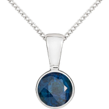 C. W. Sellors Round Rub Over Set Necklace - White Gold/Blue