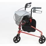 Walkers CCS NRS Healthcare 3 Wheel Steel Rollator with Basket & Tray Red