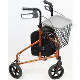 Walkers CCS NRS Healthcare 3 Wheel Aluminium Rollator with Basket & Tray Orange