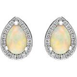 Opal Earrings C W Sellors Pear Cut Cluster Stud Earrings - White Gold/Gold/Opal/Diamonds