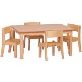 Small Rectangular Table & 4 Beech Stacking Chairs