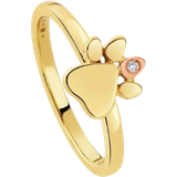 Clogau Paw Prints On My Heart Ring - Gold/Rose Gold/Diamond