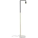 MiniSun Industrial Black and Gold Floor Lamp 155cm