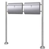 VidaXL Letterboxes & Posts vidaXL Double Mailbox on Stand Stainless Steel Silver