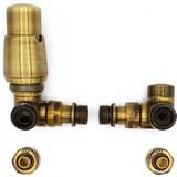 Valves Left Version with PEX Connectors Antique Brass Thermostatic Lockshield Angled Valve Set Double-Pipe Radiator