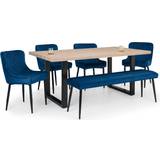 Rectangular Dining Sets Julian Bowen Berwick Luxe Low Blue/Natural Dining Set 100x180cm 6pcs