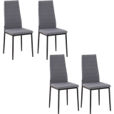 Linen Kitchen Chairs Homcom High Back Grey Kitchen Chair 97cm 4pcs
