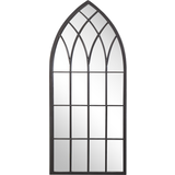 Beliani Vintage Window Shape Metal Frame Black Wall Mirror
