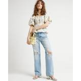 Women - Yellow Blouses River Island Womens Yellow Floral Shirred Top