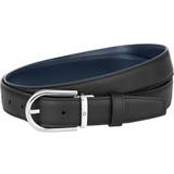 Accessories Montblanc Belt Horseshoe Buckle 30mm Reversible Leather Black Blue Black