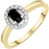 Black Rings Whitby Jet Cluster Ring - Gold/Black/Diamond