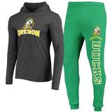 Green - Men Sleepwear Concepts Sport Men's Green/Heather Charcoal Oregon Ducks Meter Long Sleeve Hoodie T-Shirt & Jogger Pajama Set