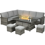 Black Garden & Outdoor Furniture OutSunny 7 Pieces Outdoor Lounge Set, 1 Table incl. 3 Sofas