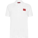 Men Polo Shirts Hugo Boss Dereso Cotton Piqué Slim Fit Polo Shirt with Logo Label - White