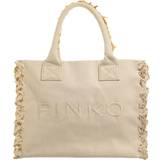 Pinko Bags Pinko Women's Beach Shopper Recycled Canvas Tote Bag Ecru/Antique Gold Cream