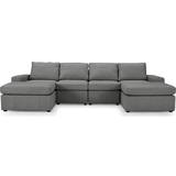 Linen Furniture Home Details Matching Chaise Dark Grey Sofa 298cm 4 Seater