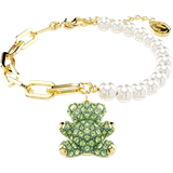 Green Jewellery Swarovski Teddy Bracelet - Gold/Pearls/Green