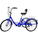 Luggage Carriers Tricycle Bikes Noaled Three Wheel Cruiser Bike 24in Adult Tricycle With Shopping Basket & Seat Backrest For Seniors Women Men - Blue