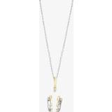 Clothing T.H.Baker Two-tone Cubic Zirconia Bar Pendant and Earrings Set SET13967 Two Colour