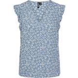 Blouses Pieces Pcnya SL V-Neck Top Faded Denim/Flower