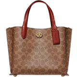 Coach Willow Tote Bag 24 In Signature Canvas - Signature Coated Canvas/Brass/Tan/Rust