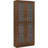 Wood Glass Cabinets vidaXL Vitrine Brown Oak Glass Cabinet 82.5x185.5cm