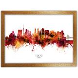 Ebern Designs Tokyo Japan Skyline Red City Tompsett Oak Framed Art 63x46cm