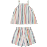 Stripes Other Sets Children's Clothing Shein Tween Girl Rainbow Striped Cami Top & Shorts