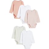 H&M Baby Bodysuits 5-pack - Light Pink/White