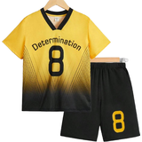 Yellow Other Sets Children's Clothing Shein Tween Boys Alphabet And Number Graphic Short Sleeve T-Shirt And Shorts Tracksuit Two-Piece Set