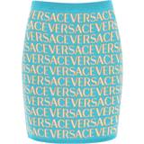 Polyamide Skirts Versace Monogram Knit Mini Skirt - Turquoise/Blue