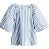 H&M Puff-Sleeved Blouse - Light Blue/Striped