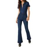 Short Sleeves Jumpsuits & Overalls Free People We The Free Jayde Flare Jumpsuit - Night Sky