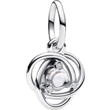 Pandora April Eternity Circle Dangle Charm - Silver/Transparent