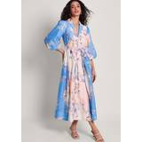 L - Midi Dresses Monsoon Adela Floral Shirt Midi Dress, Blue/Multi
