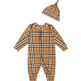 Checkered Jumpsuits Burberry Baby Onesie & Hat Set - Archive Beige