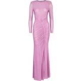 Elastane/Lycra/Spandex - Long Dresses Self-Portrait Rhinestone Mesh Maxi Dress - Pink