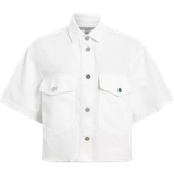 AllSaints Women Shirts AllSaints Tove Cropped Oversized Denim Shirt - Off White
