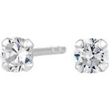 Simply Silver Small Stud Earrings - Silver/Transparent