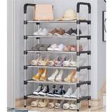 Living and Home 6 Tiers Stainless Steel/Black Shoe Rack 60x110cm