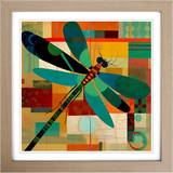 Brambly Cottage Dragonfly Constructivism No.4 Oak Framed Art 45x45cm