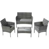Home Treats 4 Seater Rattan Outdoor Lounge Set, 1 Table incl. 2 Chairs & 1 Sofas