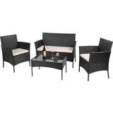 Bigzzia 4 Pcs Outdoor Lounge Set, 1 Table incl. 2 Chairs & 1 Sofas