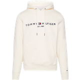 Men - White Jumpers Tommy Hilfiger Logo Embroidery Regular Fit Hoody - Calico